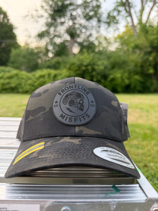 Frontline Misfits Snapback Logo Hat - Black Multicam/Black Patch